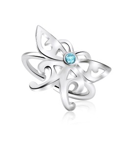 Cute Butterfly with Stone Silver Ear Cuff EC1-10